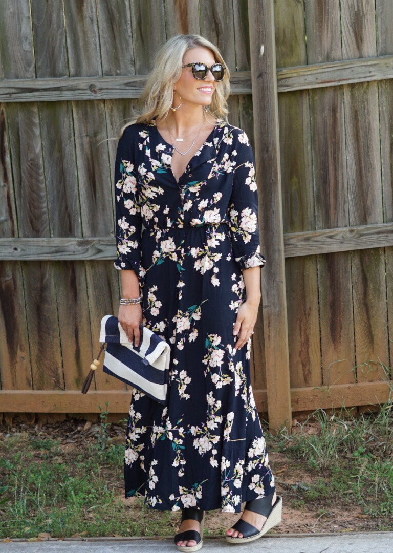 Long Sleeve Floral Maxi - The Perfect Summer Date Night Dress